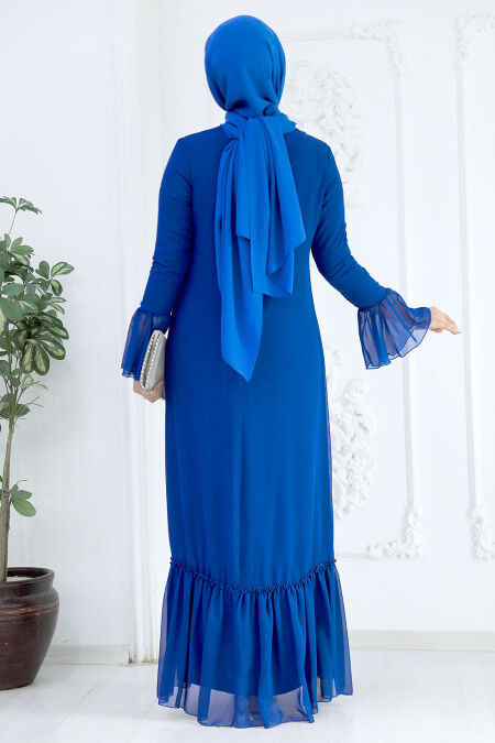 Sax Blue Hijab Dress 5729SX